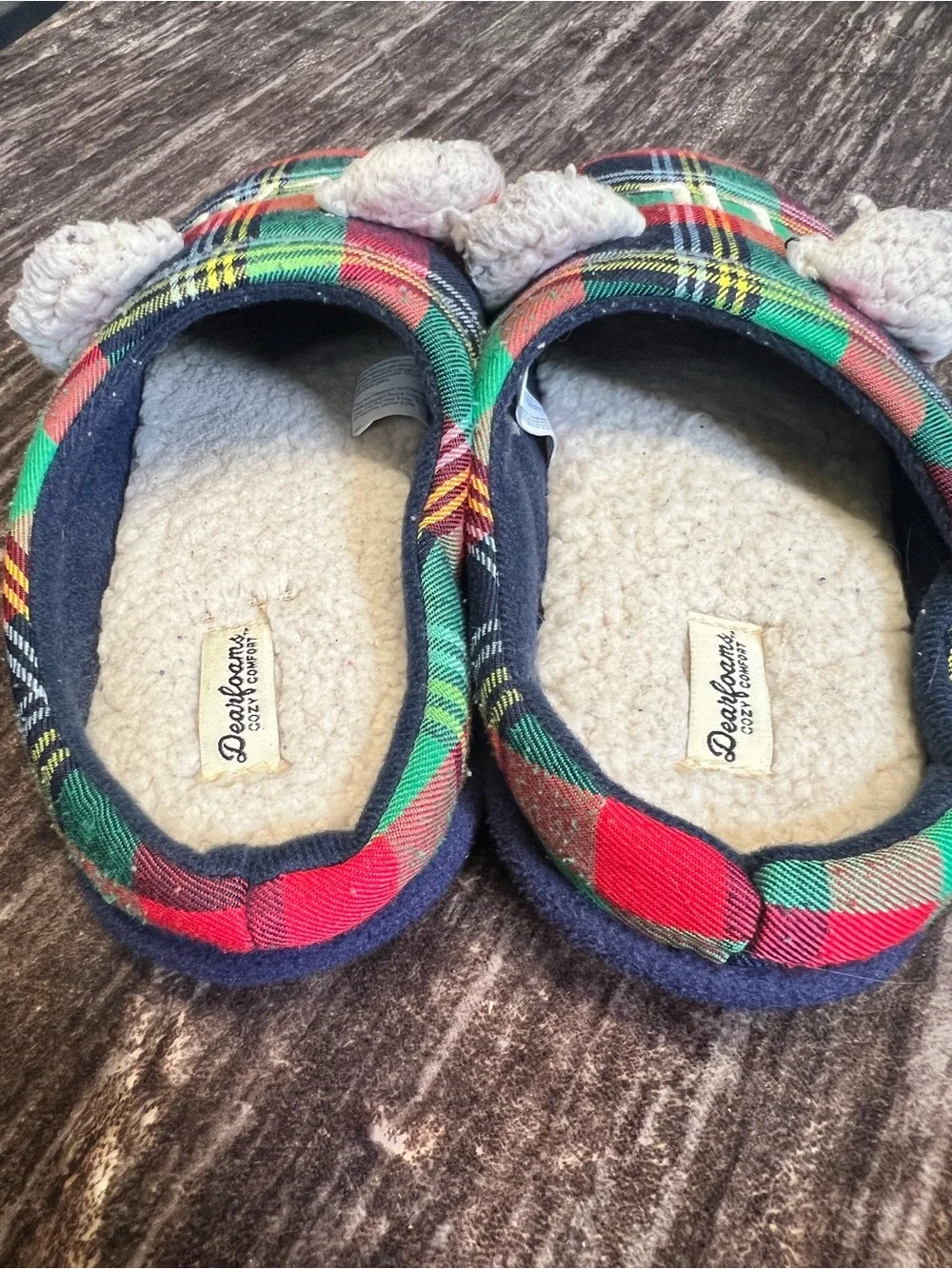 Lil Bear Plaid Toddler Slippers - Christmas